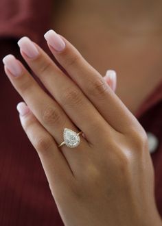 2ct Pear G-VS2 Diamond Engagement Ring With Halo Setting - violetjewels Pear Halo, Lab Grown Diamond Engagement Ring, Vs2 Diamond, Types Of Diamonds, Halo Setting, Lab Grown Diamonds Engagement, Pear Shaped Diamond, Halo Diamond Engagement Ring, Engagement Ring Wedding Band