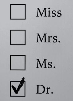 a close up of a check box on a wall with the words miss, mrs and dr