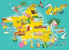 an illustrated map of the country of south america with all its major landmarks and attractions