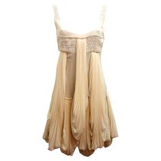 2008 Origami collection Silk plissé Fantastic draperies construction Ivory color Total lenght (shoulder/hem) cm 100 (39.3 inches) Silk Pleated Dress For Cocktail, Silk Pleated Dress With Folds For Cocktail, Beige Pleated Evening Dress, Designer Long Dresses, Drapery Dress, Roberto Cavalli Dress, Slim Aarons, Versace Dress, Hippie Style Clothing