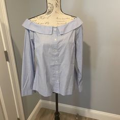 Super Cute Off Shoulder Shirt From Jcrew. Preppy And Stylish. 100% Cotton. No Trades But Offers Welcomed! Light Blue Button Closure Top For Work, Light Blue Top With Button Closure For Work, Light Blue Workwear Top With Button Closure, Light Blue Buttoned Tops For Work, Light Blue Casual Top With Button Cuffs, Casual Light Blue Tops With Button Cuffs, Light Blue Tops With Button Cuffs For Daywear, Blue Tops With Button Cuffs For Day Out, Puff Sleeve Shirt