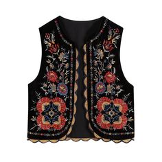 PRICES MAY VARY. Design: Y2k embroidery vest for women are designed with an open front and feature a stylish handmade exquisite floral design detail on the front of the garment. Vintage embroidered floral waistcoat has a retro style with a unique bohemian vibe that will keep you stylish and cool Material: This retro style flower cardigan vest tops made of high-quality polyester, which is lightweight, soft, breathable and comfortable. This allows you to go out even in the summer without feeling h Embroidered Vest, Velvet Vest, Floral Vests, Embroidered Crop Tops, Embroidered Velvet, Flared Sleeves Top, Chic Shirts, Mode Boho, Short Cardigan