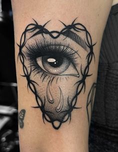 a woman's arm with a tattoo on it and an eye in the center