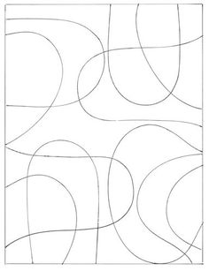 an abstract drawing with lines and curves in the shape of circles on a white background