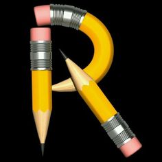 two pencils with the letter r on them