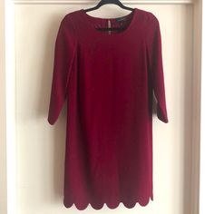 Nwot Adorable Plum Colored Dress From The Limited. Size Small. Button Closure At Neck. Scalloped Hem. 3/4 Sleeves. 35” Length. 19.5” Sleeve Length. Bundle With Any 3/$25 Items And Discount Will Be Offered! Chic Red Dress With 3/4 Sleeves, Red 3/4 Sleeve Dress For Work, Red 3/4 Sleeve Midi Dress For Fall, Red Midi Dress With 3/4 Sleeves For Fall, Fall Dress For Date Night With 3/4 Sleeve, Fall Date Night Dress With 3/4 Sleeve, Red 3/4 Sleeve Dress For Fall, Plum Colored Dresses, Brown Sweater Dress