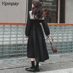 Shipping: Worldwide Express Shipping AvailableDelivery time: 🚚7-15Days Fast ShippingReturns: Fast refund,💯100% Money Back Guarantee.Brand Name: NoEnName_NullSleeve Style: RegularPattern Type: PatchworkSilhouette: A-LINENeckline: Sailor CollarDecoration: NONEStyle: Japan StyleDresses Length: Mid-CalfMaterial: PolyesterOrigin: Mainland ChinaWaistline: empireSleeve Length(cm): FullModel Number: BY-96-40Gender: WOMEN Casual Black Doll Collar Dress, Winter Black Office Lady Dress, Black Office Lady Dress For Winter, Black Winter Dress For Office Lady, Black Winter Dress With Doll Collar, Black Doll Collar Dress For Winter, Black Doll Collar Winter Dress, Japanese Preppy, Black Collared Dress