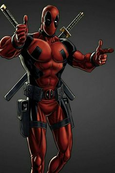 an animated deadpool character on the screen of a cell phone