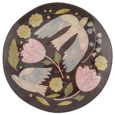 folklore melamine plate shown on a white background. Floral Ceramics, Makoto Kagoshima, Birger Kaipiainen, Folklore Style, Canvas Book Bag, Ceramic Serving Platter, Charcoal Background, Beautiful Ceramics, Rainbow Keychain