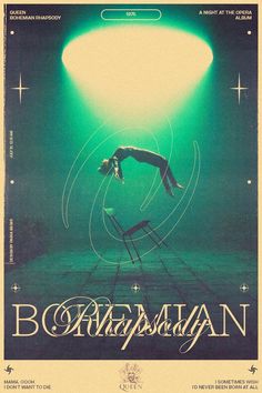 the poster for bohemian is shown in green