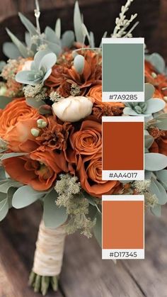 Colors That Compliment Rust Orange, Late Fall Wedding Color Palette, Wedding Color Schemes With Yellow, Orange Wedding Color Palette