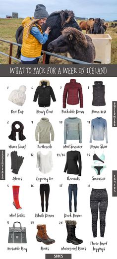 an image of what to pack for a week in iceland with text overlays