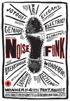 a black and white poster with the words noise punk on it's back side