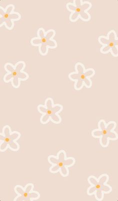 an orange and white flower pattern on a light pink background with small yellow dots in the center