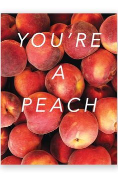 there is a pile of peaches with the words you're a peach on it