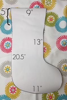 a christmas stocking with the measurements for it