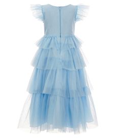 Rare Editions Little Girls 2T-6X Flutter-Sleeve Sequin-Accented/Tiered Mesh-Skirted Ballgown #Dillards Tiered Ruffle Princess Dress For Dress-up, Tiered Princess Dress With Ruffles For Dress-up, Summer Tiered Tutu Dress With Ruffles, Summer Princess Dress With Ruffles And Tiered Shape, Summer Princess Ruffle Dress, Tiered Ruffle Princess Dress, Tiered Tulle Princess Dress For Dress-up, Tiered Princess Dress With Ruffles, Princess Style Tiered Summer Dress