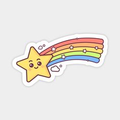 a star sticker with rainbows and stars on it