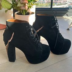 Jeffery Campbell Lita Boots, Black Suede With Metal Detail. Only Worn Inside. Size 7. No Box Jeffery Campbell Lita, Lita Boots, Metal Detail, Jeffrey Campbell Shoes, Boots Outfit, Jeffrey Campbell, Boots Black, Shoes Heels Boots, Black Suede