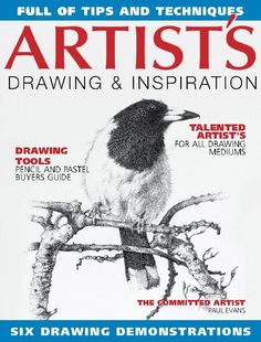 the front cover of an artist's drawing and illustration book, featuring a bird perched on a branch