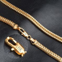 18K Gold Exquisite Smooth Unisex Necklace Chains Lobster Clasps Set Heavy Jewelry Gold Snake Chain, Gold Chain Design, 18k Gold Chain, Gold Chains For Men, Gold Chain Jewelry, Chain Design, Mens Gold, Yellow Gold Chain, Gold Chain Necklace