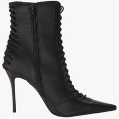 Sole Material Synthetic Rubber Shaft Height Ankle Shaft Circumference 10 Inches Outer Material Leather About This Item Steve Madden Womens Heeled Ankle Bootie Point Toe Decorative Lacing Up Front And Back Side Zipper Closure 4 Inch Heel Nwob!! High Ankle Lace-up Boots For Night Out In Fall, Fitted Ankle Boot In Synthetic Material, Fitted Ankle Boots In Synthetic Material, Edgy Lace-up Boots With Round Toe For Night Out, Fitted Synthetic Ankle Boots, Lace-up Evening Boots For Fall, Edgy Fitted Lace-up Boots With Pointed Toe, Edgy High Heel Lace-up Boots For Night Out, Evening Boots With Medium Width In Synthetic Material