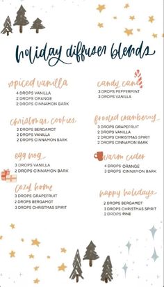 Holiday Essential Oil/Diffuser Blends Holiday Essential Oil Diffuser Blends, Christmas Spirit Oil Diffuser Blends, Diffuser Blends For Christmas, Yl Christmas Diffuser Blends, Christmas Candle Essential Oil Blends, Christmas Young Living Diffuser Blends, Essential Oil Recipes Christmas, Xmas Essential Oil Blends, Holiday Oil Diffuser Blends