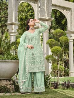 Explore Mirraw's exclusive party wear salwar suits collection online. With a variety of designs, you’ll find the perfect outfit for any celebration. Get your hands on the latest styles and enjoy fast shipping to the USA, UK, and Canada!
#ElegantSuits #SalwarKameezFashion #Mirraw #PartyWearSuits #FashionForWomen #USAStyle #UKPartyWear #CanadaShopping Wedding Salwar Kameez, Sea Green Color, Palazzo Suit, Net Fabric, Stone Work, Green Satin