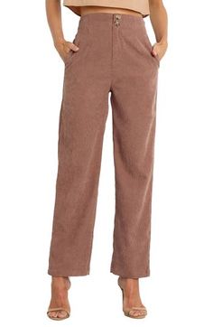 Fine-wale cotton corduroy brings casual comfort to high-waisted pants equipped with practical pockets in a straight-leg silhouette. Zip fly with two-button closure; back elastic waist Side-seam pockets 100% cotton Hand wash, dry flat Imported Fall Corduroy Straight Pants, Straight Corduroy Pants For Fall, Straight Leg Corduroy Pants For Work, Wide Leg Corduroy Pants With Relaxed Fit, Corduroy Bottoms With Relaxed Fit Straight Leg, Relaxed Fit Corduroy Bottoms With Straight Leg, Corduroy Straight Leg Bottoms With Relaxed Fit, Relaxed Fit Corduroy Straight Leg Bottoms, Casual High-waisted Corduroy Pants