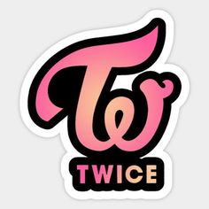 a pink and black sticker with the word twice on it