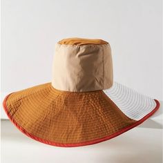 Nwt, Anthropologie Brixton Colorblock Long Brim Bucket Hat. Moldable Brim. Cotton/Nylon 6" Brim 23.5" Circumference White Retro Sun Hat With Curved Brim, Retro White Sun Hat With Curved Brim, Retro White Wide Brim Sun Hat, White Wide Brim Retro Hat, Retro Wide Brim White Hat, Retro White Wide Brim Hat, Sew Ideas, Fun Hats, Floral Bucket Hat