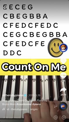 a keyboard with the words count on me written above it and an image of a smiley face