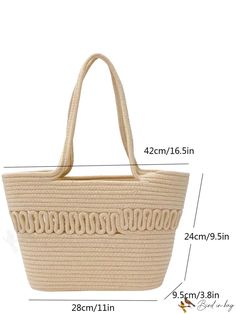 BirdinBag - Colorblock Double Handle Straw Bag with Spacious Capacity Daily Use Bucket Shoulder Bag With Braided Handles, Large Capacity Crochet Bucket Bag For Daily Use, Beige Crochet Bucket Bag For Daily Use, Daily Use Large Capacity Crochet Bucket Bag, Beige Bucket Shoulder Bag With Braided Handles, Large Capacity Cream Crochet Bucket Bag, Cream Large Capacity Rectangular Bucket Bag, Large Capacity Cream Rectangular Bucket Bag, Cream Square Bag With Braided Handles