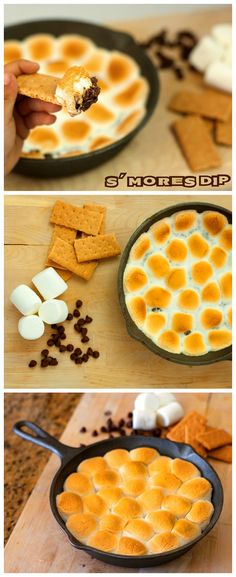 the process to make an egg pancake is shown with eggs and marshmallows