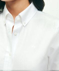 Our shirt is crafted from Oxford cotton with our signature button-down collar and 6-Pleat Shirring® at the cuff, for a nod to timeless American style. Classic silhouette that is straight in the bodyEmbroidered logo at chest100% CottonMachine washImported | Women's Classic-Fit Cotton Oxford Shirt | White | Size 2 Classic Button-up Dress Shirt For Work, Classic Shirt With Rolled Sleeves For Daywear, Classic Collared Workwear Shirt, Classic Collared Shirt For Work, Timeless Shirt With Button Closure For Daywear, Timeless Daywear Shirt With Button Closure, Classic Relaxed Fit Dress Shirt For Daywear, Classic Button-up Dress Shirt For Daywear, Classic Button-up Shirt For Daywear