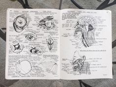 an open book with diagrams and pictures of the human body on it's pages