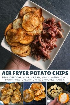 air fryer potato chips with bbq cheddar sauce