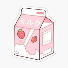 a pink carton with strawberries on the side and japanese writing that says love