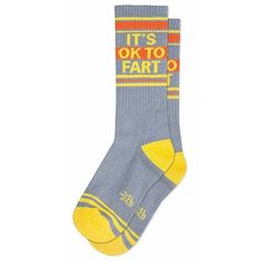 It's Ok to Fart Mens Funny Crew^XL Socks by Gumball Poodle | Sockologie Funny Socks For Men, Yellow Words, Fart Humor, Socks Gym, Sock Lovers, Comfy Socks, Sock Drawer, Avakin Life, Crazy Socks