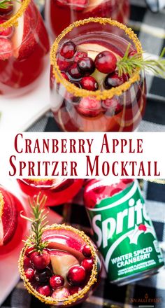 cranberry apple spritzer mocko cocktail in glasses