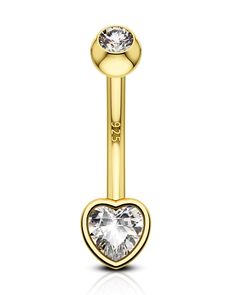 PRICES MAY VARY. [Design] This 925 Sterling Silver Belly Button Ring Adopted the Simple Heart Shape Design with the 14K Gold Plated, Dainty and Cute, Suitable for your Daily Outfit with no Difficulty. [Gauge Size] 14G = 1.6MM; Barbell Length: 10MM; Easy to Wear on and Take off. [Material] This Gold Heart Belly Button Ring is made of the 925 Sterling Silver with the 14K Gold Plated Material and the Clear CZ, Hypoallergenic, Friendly to your Sensitive Skin. [Value Pack] Every Package included 1 Pi Gold Belly Piercing, Gold Belly Rings, Navel Piercing Jewelry, Belly Piercing Jewelry, Gold Belly Ring, Body Jewelry Piercing, Button Rings, Belly Piercing, Belly Button Ring