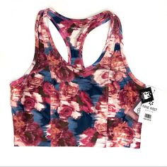 Nine West Active Racerback Sports Bra Blue Background, Floral Print Moisture Wicking Breathable Comfort 4-Way Stretch Removable Cup Inserts Multicolor Stretch Racerback Activewear, Sporty Multicolor Racerback Activewear, Casual Multicolor Moisture-wicking Sports Bra, Multicolor Stretch Activewear Bra Friendly, Multicolor Stretch Sleeveless Sports Bra, Casual Multicolor Stretch Sports Bra, Multicolor Racerback Athleisure Activewear, Multicolor Racerback Activewear Athleisure, Multicolor Racerback Activewear For Sports