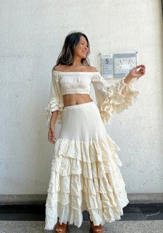 Boho 2 Piece Set in Skirtmaternity Top and Skirt Set for - Etsy Spring Ruffled Sets With Tiered Skirt, Spring Wedding Maxi Skirt With Ruffles, Bohemian Ruffled Sets For Spring, Flowy Maxi Skirt With Ruffles, Summer Wedding Ruffled Maxi Skirt, Beige Dress With Ruffled Skirt, Flowy Tiered Maxi Skirt For Wedding, Flowy Beige Dress With Ruffled Skirt, Summer Floor-length Ruffled Maxi Skirt