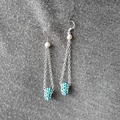 These Pretty Lightweight Dangle Earrings Are A Tourqouis Bead Dangling From Silver Chain On A Silver French Hook Earring. Blue Metal Beaded Dangle Earrings, Blue Metal Earrings With Dangling Beads, Pumpkins Crafts, Diy Pumpkins, Lace Skull, Crown Earrings, Betsey Johnson Earrings, French Hook Earrings, Seashell Earrings