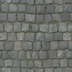 an old cobblestone street with grass growing on it