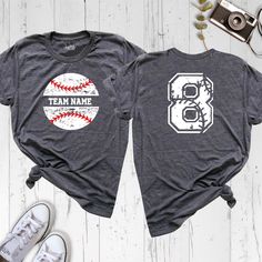 Baseball Team Name Tshirt, Personalized Number Baseball Shirt, Baseball Mama Shirt, Baseball Lover Shirt, Game Day Shirt, Sports Dad Shirts Discover the ultimate baseball fan essentials with our exclusive collection! Whether you're searching for a Baseball Lover Shirt, a Team Name Shirt, or a personalized Number Baseball Shirt, we have it all. Dive into our wide array of designs, including the popular Baseball Mama Shirt and Game Day Shirt, tailored to celebrate your passion for the sport. Eleva Team Spirit Shirt With Letter Print For Team Events, Team Spirit Tops With Letter Print For Team Events, Sporty Tops With Name Print For Team Events, Short Sleeve Tops With Letter Print For Team Events, Casual Shirt With Letter Print For Team Events, Casual Letter Print Shirt For Team Events, Pre-shrunk Casual T-shirt For Team Events, Short Sleeve Shirt With Text Print For Sports Season, Sporty Cotton T-shirt For Team Events