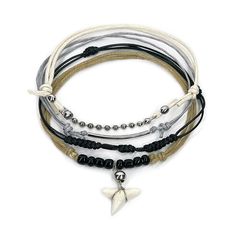 Shark Tooth Bracelet with bold shark charm for ocean-inspired style. Shark Tooth Bracelet, Dainty Shark Tooth Necklace Smile The Ocean, Tooth Bracelet, Beaded Shark Tooth Necklace, Tooth Keepsake, Men’s Shark Tooth Necklace, Sharks Teeth, Black Shark, Tooth Charm