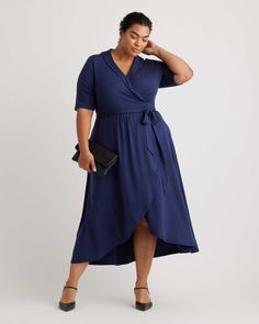 Midi Wrap Dress, Just Run, Elbow Length Sleeve, Mulberry Silk, Quince, Asymmetric Hem, Dress Collection, Midi Length, Plus Size Dresses