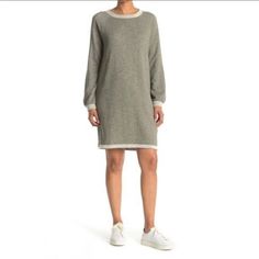 Grey Susina Sweatshirt Dress. Nwot From A Smoke Free Home. No Flaws. Large Grey Cozy Dress Stay Comfy And Cozy This Spring In A Sweatshirt Dress Featuring A Soft Knit Construction With Contrasting Collar, Cuffs, And Hem. Perfect For Running Errands Or Lounging Around The House. Crew Neck. Long Sleeves. Slips On Over Head. Contrasting Collar, Cuffs, And Hem. Knit Construction. Oversized. Imported New Without Tags Fast Shipping Oversized Sweatshirt Dress, White Gown Dress, Black And White Gown, French Terry Dress, Faux Fur Sweater, Cozy Dress, Muted Green, Athletic Dress, Black And White Shorts