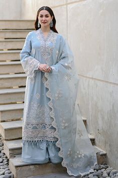 Elegant Pakistani Blue Dress In Kameez Trouser Style Dress Design Pakistani, Desi Clothing, Pakistan Dress, Asian Clothing, Desi Outfits, Modest Bridal, Mehendi Outfits, Nikkah Dress, Fancy Clothes